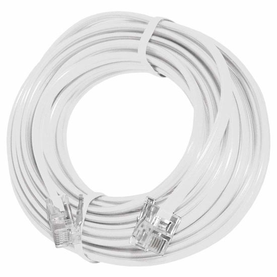 Picture of True Decor 15' Feet Telephone Extension Cord Cable Line Wire, White RJ-11