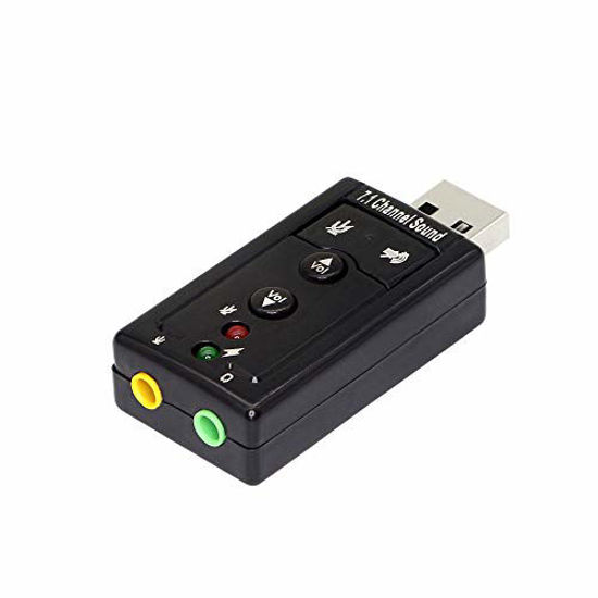 Picture of USB Sound Card,with 3.5mm Headphone and Microphone Jack USB 2.0 Virtual 7.1 External Stereo Sound Card Audio Adapter for Windows,PC,Linux,Laptop,Desktops