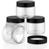 Picture of 4 Pieces Round Clear Wide-mouth Leak Proof Plastic Container Jars with Lids for Travel Storage Makeup Beauty Products Face Creams Oils Salves Ointments DIY Making or Others (Black, 2 Ounce)