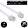 Picture of Ubramac 15 Feet Long Telephone Extension Cord Phone Cable Line Wire, with Standard RJ11 Plug and 1 in-Line Couplers and 15 Cable Clip Holders-White