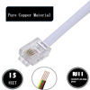 Picture of Ubramac 15 Feet Long Telephone Extension Cord Phone Cable Line Wire, with Standard RJ11 Plug and 1 in-Line Couplers and 15 Cable Clip Holders-White