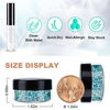 Picture of Turquoise Holographic Chunky Glitter Cosmetic Body Hair Face Eye Nail for Festival Carnival Party Beauty Rave Accessories Different Sizes&Shapes 2 Pots （14g/0.5oz）+ Quick Dry Primer Glue Gel(5ml)