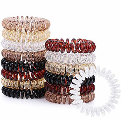 Picture of Spiral Hair Ties, V-Opitos 15Pcs No Crease Hair Ties, Colorful Phone Cord Hair Ties, Hair Coils, Elastic Coil Hair Ties for Women Girls