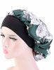 Picture of Satin Hair Bonnets for Black Women Sleeping Jumbo Sleep Cap for Natural Hair Floral Print Wide Band Nightcap