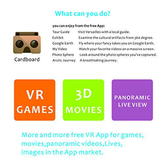 Picture of Google Cardboard vr by IHUAQI Google Expedition new VR Headset 4C printing glossy finished elegant and refined cardboard vr fit for all phones under 6 inch screen pre-assembled and easy to use