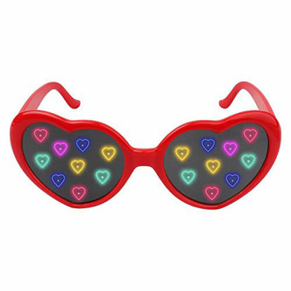 Picture of Hzemci Special Effects Glasses - 2021 Heart Effect Diffraction Glasses, Kaleidoscope Glasses for Carnival Parties, 3D Heart Glasses for Valentines Day, for Parties, Weddings, Bars, Concerts