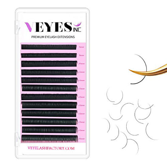 Picture of VEYES INC Eyelash Extension Supplies Classic Volume Lash Extensions 0.15 D Curl 8-16mm Mixed Tray, Premium Mink Silk Individual Lashes Soft Matte Black Salon Use.