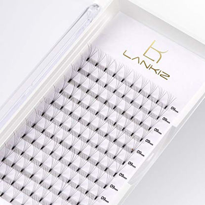 Picture of LANKIZ Volume Lash Extensions Premade Fans Eyelash Extensions 5D 0.07mm C Curl 9mm Long Stem Russian Volume Individual Lashes