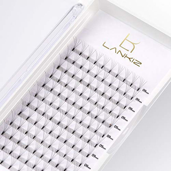 Picture of LANKIZ Volume Lash Extensions Premade Fans Eyelash Extensions 5D 0.07mm C Curl 9mm Long Stem Russian Volume Individual Lashes