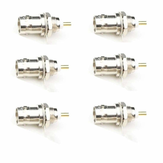 Picture of QMseller BNC Chassis Panel Mount Socket Female Jack Solder Type Connectors Adapter 6-Pack