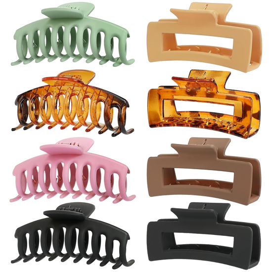 Picture of Claw Clip Hair Clip 8 Pack 4.3 Inch Rectangular Hair Clips for Women Girls Large Hair Jaw Clips Hair Clamps