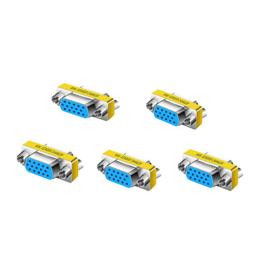 Picture of LNHCAW VGA Connector,HD New 15 VGA SVGA KVM Three conversions,Female to Female,Male to Female,Male to Male, Gender Changer Adapter Coupler,Mini Gender Changer (5, Female to Female)