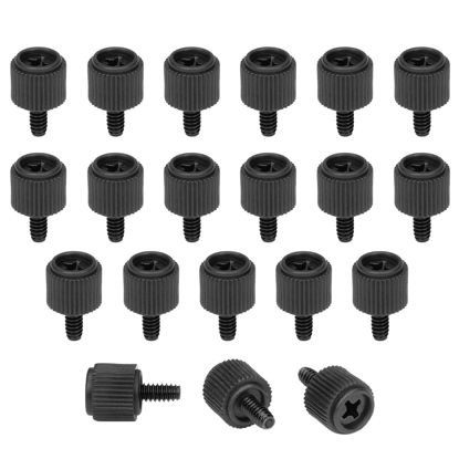 Picture of Xcotro 20PCS 6#-32 Thumbscrews Thumb Screws 6-32 Thread Screw with Phillips Head for DIY PC Computer Case Cover/Power Supply/PCI Slots/Hard Drives (Black)