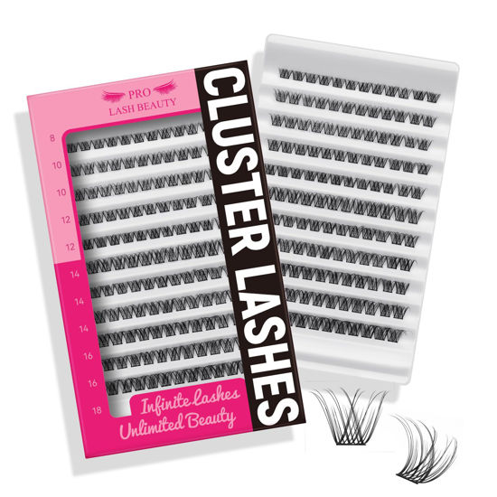 Picture of PRO Lash Clusters, 132 Pcs Individual Cluster Lashes DIY Lash Extension 8-18mm Eyelash Clusters Volume Wispy Lashes Super Thin Band Reusable Soft & Comfortable(Cupid,D-8-18mix)