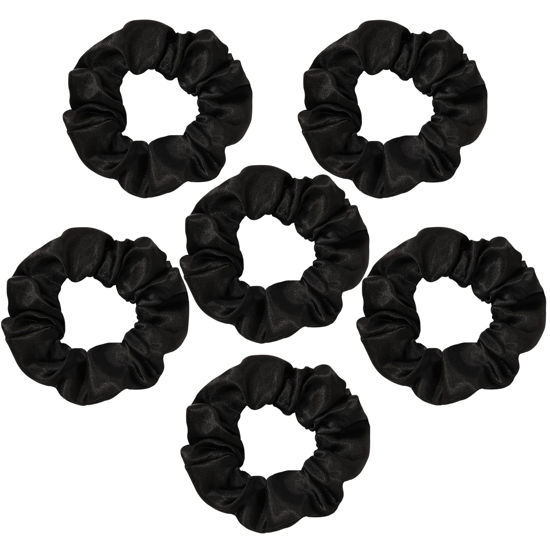 Picture of Black Scrunchies Hair Ties Silk Satin Scrunchy - Hair Elastics Bands Ponytail Holder Pack of Neutral Scrubchy Hair Accessories Women Girls