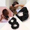 Picture of Black Scrunchies Hair Ties Silk Satin Scrunchy - Hair Elastics Bands Ponytail Holder Pack of Neutral Scrubchy Hair Accessories Women Girls