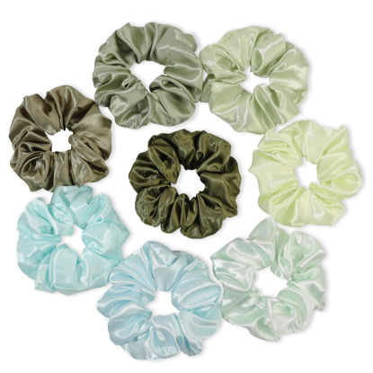 Picture of Scrunchies for Women Hair Ties Bands Satin Hair Scrunchies for Girls Big Scrunchies for Women's Thick Curly Hair Ponytail Holders Cute Pony Tails No Crease Hair Ties No Damage