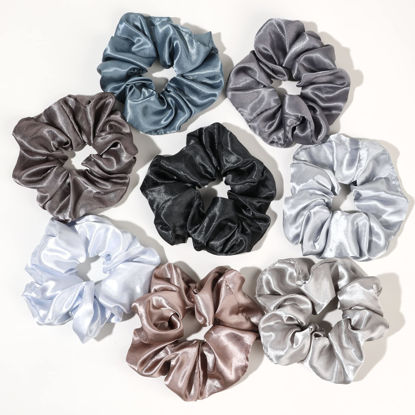 Picture of Scrunchies for Women Satin Hair Scrunchies for Girls Big Satin Silk Scrunchies for Thick Curly Hair Bands for Women's Hair Ponytail Holders Cute Pony Tails No Crease Hair Ties No Damage