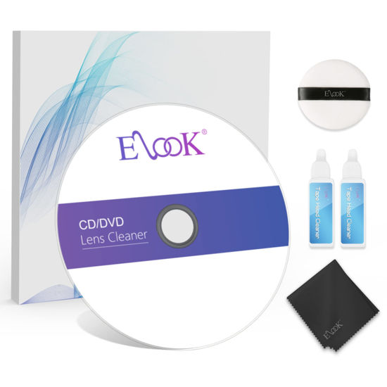 Picture of Elook CD Player Cleaner Kit, Laser Lens Cleaning Disc for CD/VCD/DVD Player, with Microfiber Cloth and Cleaning Pad and Solution