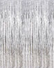 Picture of 2 Pcs 3.2ft x 8.2ft Shiny Silver Metallic Tinsel Foil Fringe Curtains Photo Booth Backdrop for Birthday Wedding Bridal Shower Holiday Celebration Bachelorette Party Decorations