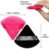 Picture of 12 Pieces Cosmetic Powder Puff,2.76 inch Portable Soft Sponge Setting Face Puffs,Triangle Velvet Powder Puff with Ribbon Band Handle for Loose Powder Body Powder Makeup Tool(Black,Rose Red)