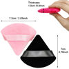 Picture of 12 Pieces Cosmetic Powder Puff,2.76 inch Portable Soft Sponge Setting Face Puffs,Triangle Velvet Powder Puff with Ribbon Band Handle for Loose Powder Body Powder Makeup Tool(Black,Rose Red,Pink)