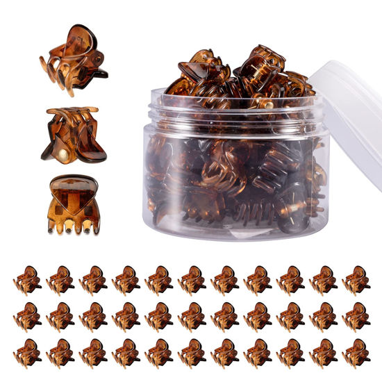 Picture of YOHAMA 36 PCS Brown Mini Hair Claw Clips Great for Design Kids and Adult Hairstyles Decoration Buns, Pining Bangs Strong Grip Multifunction Clamp Clips.