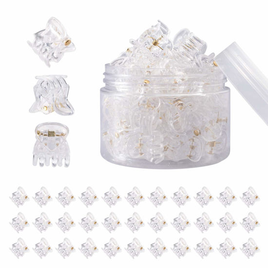 Picture of YOHAMA 36 PCS Clear Mini Hair Claw Clips Great for Design Kids Adult Hairstyles White Plastic Hair Clips Small Decoration Buns Pining Bangs Strong Grip Multifunction Clamp Clips.