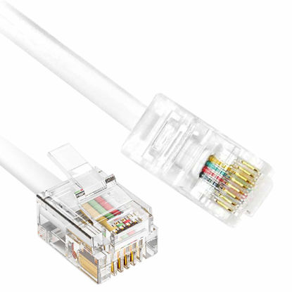 Picture of RJ45 to RJ11 Cable, 6 Feet Phone Jack to Ethernet Adapter RJ11 6P4C Male to RJ45 8P8C Male Connector Plug Cord for Landline Telephone