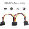 Picture of SATA Power Splitter, 15 Pin SATA Male to Dual 15 Pin Female Power Y Splitter Cable Adapter UIInosoo for Hard Drive, HDD, SSD, 9.8 Inches