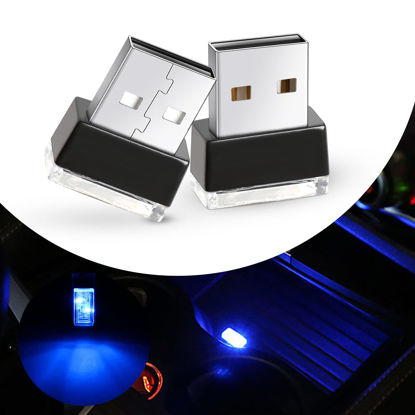 Picture of Ouzorp 2 Pcs Mini USB LED Light, Car LED Interior Lighting DC 5V Smart USB LED Atmosphere Light Laptop Keyboard Light Home Office Decoration Night Lamp,blue