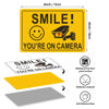 Picture of 8 Pcs 24 Hour Video Surveillance Sticker Reflective Sticker Decal Self Adhesive Video Surveillance Sign Outdoor Smile Camera Sign for Indoor Outdoor Use (Yellow, Red White,Classic Style)