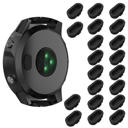 Picture of 20 Pcs Charger Port Protector for Fenix 7/7S/7X 5/5S/5X Plus/6S 6 6X, Silicone Dust Plug Anti-dust Plugs Compatible for Garmin Venu 2/Vivoactive 3/4/Instinct 2/Forerunner 935/45S/245/945, Black