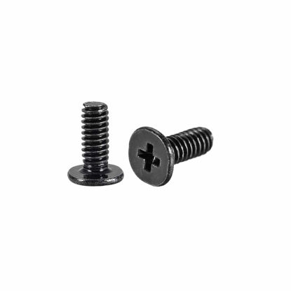 Picture of uxcell M2x8mm Phillips Screw Fastener Black 3.8mm Dia Screw Head for Laptop PC TV Fan Switch 50pcs