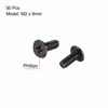 Picture of uxcell M2x8mm Phillips Screw Fastener Black 3.8mm Dia Screw Head for Laptop PC TV Fan Switch 50pcs