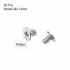 Picture of uxcell M2x4mm Phillips Screw Fastener Silver Tone 3.8mm Dia Screw Head for Laptop PC TV Fan Switch 50pcs