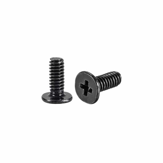 Picture of uxcell M2x6mm Phillips Screw Fastener Black 3.8mm Dia Screw Head for Laptop PC TV Fan Switch 50pcs