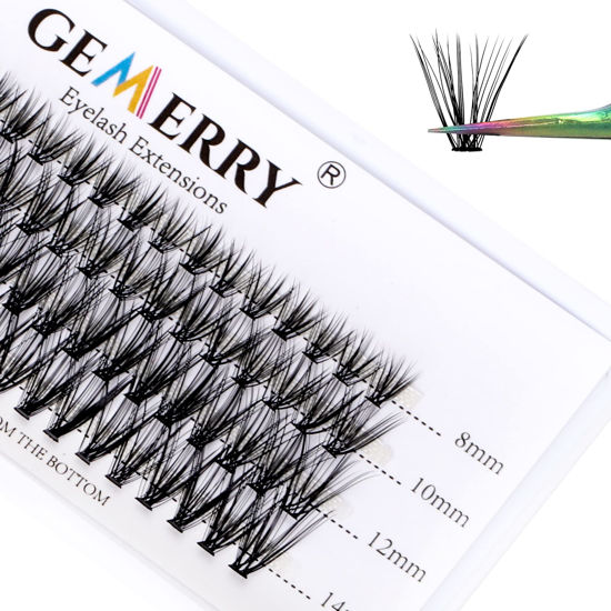 Picture of Lash Clusters Extensions 30D Individual Cluster Lashes D Curl 0.07mm 8-14mm Mixed Tray Black Mink DIY Eyelash Extensions Handmade by GEMERRY LASHES(30D-0.07-D, 8-14mm)