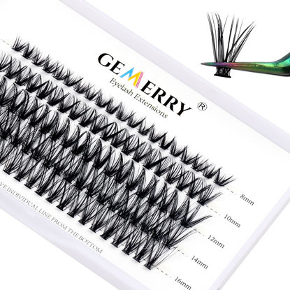 Picture of Lash Clusters Extensions 40D Individual Cluster Lashes D Curl 0.07mm 8-14mm Mixed Tray Black Mink DIY Eyelash Extensions Handmade by GEMERRY LASHES(40D-0.07-D, 8-14mm)