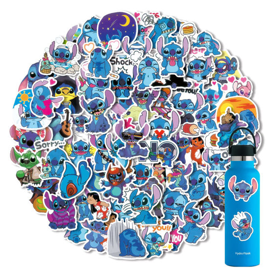 Picture of 100 PCS Stitch Stickers,Stickers for Water Bottles,Gifts Cartoon Stickers,Vinyl Waterproof Stickers for Laptop,Bumper,Water Bottles,Computer,Phone,Hard hat,Car Stickers and Decals