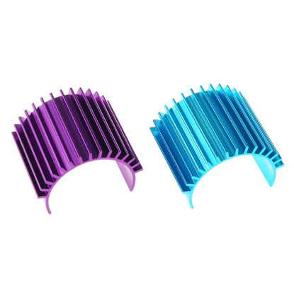 Picture of DGZZI 380 Motor Heat Sink 2PCS Aluminium Alloy Heatsink Cooling Fins for RC 370 380 385 390 395 Size Brushed Brushless Motor Purple and Blue