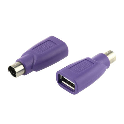 Picture of DGZZI USB to PS2 Adapter 2PCS Purple USB Female to PS/2 Male Converter Adapter for Mouse and Keyboard