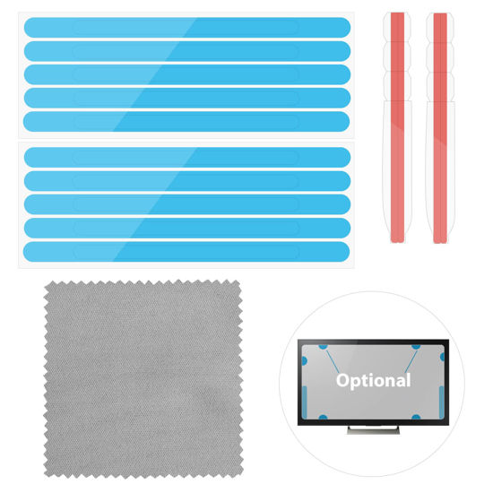 Picture of 12pcs Privacy Screen Adhesive Strips and 2pcs Plastic Slide Mount Tabs for Computer Monitors with Microfiber Cloth for Easily Installing Laptop Privacy Screen Protector - Replacement Kits