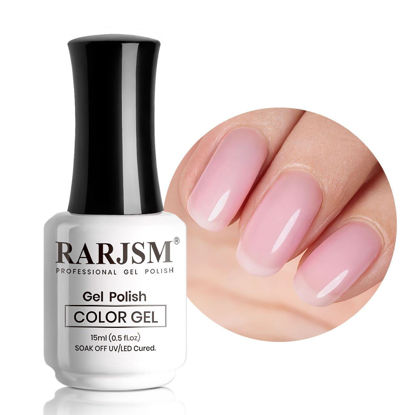 Picture of RARJSM Sheer Pink Gel Nail Polish Clear Pink Gel Polish Natural Transparent French Manicure Shimmer Pigment Jelly Nail Gel Varnish Curing Requires Single Bottle 15ml for Home Salon Nail Art DIY