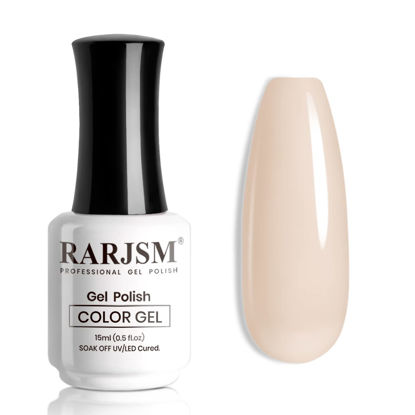 Picture of RARJSM Apricot Nude Gel Nail Polish,Neutral Sheer Cream Nude LED UV Curing Requires Soak Off Clear Pink Jelly French Manicure Nail Polish 1pcs Single Bottle 15ml for Home Salon DIY