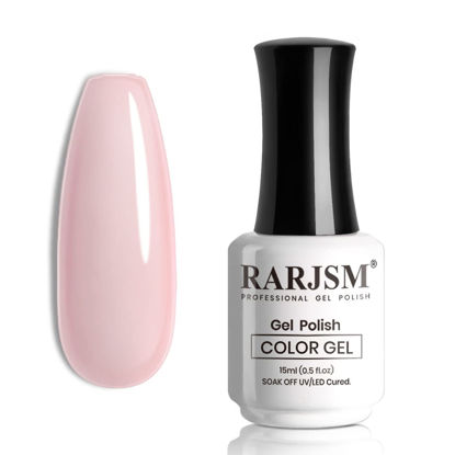 Picture of RARJSM Translucent Sheer Pink Gel Nail Polish LED UV Gel Soak Off Clear Pink French Manicure Nude Pink Jelly Nail Gel Polish Varnish Curing Requires 1pcs 15ml for Home Salon Nail Art DIY