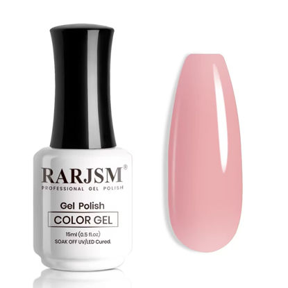 Picture of RARJSM Nude Gel Polish Sheer Rose Pink Gel Nail Polish Clear Pink French Manicure Nude Pink Jelly Nail Gel Polish Varnish Curing Requires 1pcs 15ml LED UV Gel Soak Off for Home Salon Nail Art DIY