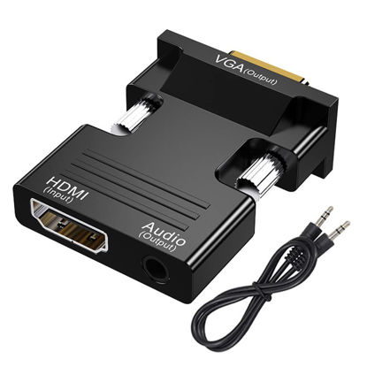 Picture of SELIACR HDMI to VGA Adapter with 3.5mm Audio Cable, 1080P 60Hz HDMI to VGA Converter, HDMI Female to VGA Male Compatible Adapter for Laptop Computer (HDMI) to TV Projector Monitor (VGA)