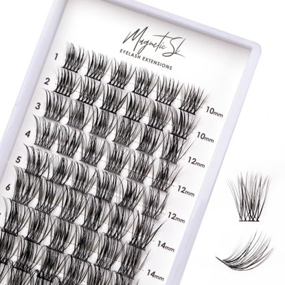 Picture of Cluster Lashes 72 Individual Lashes Clusters Eyelash Extensions False Eyelashes DIY Wispy Fluffy Lash Extension Kit Reusable False Eyelashes Natural Look Mix 10-16mm C D Curl-DM20