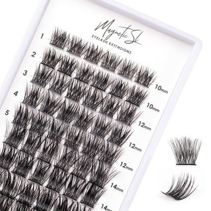 Picture of Cluster Lashes 72 Individual Lashes Clusters Eyelash Extensions False Eyelashes DIY Wispy Fluffy Lash Extension Kit Reusable False Eyelashes Natural Look Mix 10-16mm C D Curl-DM28